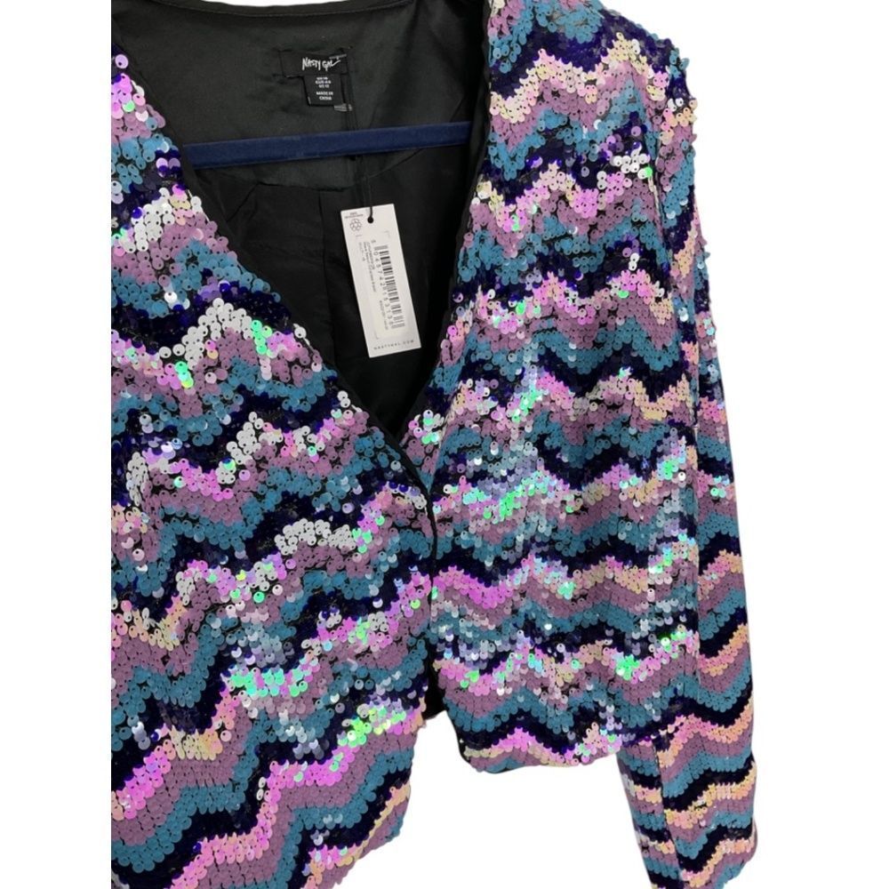 Nasty Gal Multicolor Sequin Chevron Blazer - Picture 5 of 8